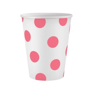 Kubek jednorazowy Groszki różowe 6szt. papier 250ml Godan (PW-KPGR)