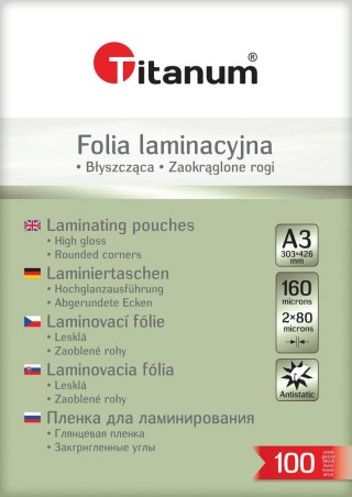 Folia do laminowania A3 przezroczysty 80mic. [mm:] 303x426 Titanum