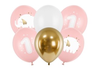 Balon gumowy Roczek, Pastel Pale Pink różowa 300mm Partydeco (SB14P-322-081J-6)