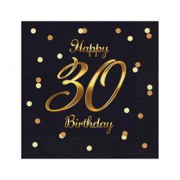 Serwetki Godan Happy 30 Birthday,nadruk złoty - czarny 330mm x 330mm (PG-S30C)