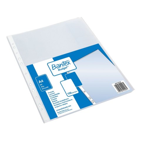 Koszulki na dokumenty krystaliczne A4 kolor: przezroczysty typu U 40 mic. Bantex (400175724)