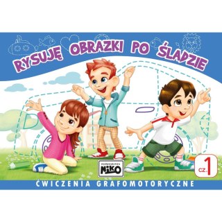 Książeczka edukacyjna Rysuję obrazki po śladzie. Ćwiczenia grafomotoryczne cz. 1 Niko