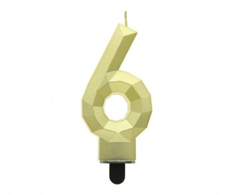 Świeczka urodzinowa cyferka 6 - Diament, metalik złoty, 7.6 cm Godan (PF-SDZ6)
