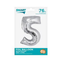 Balon foliowy Godan Smart cyfra 5 srebrna 76cm (CH-SSR5)
