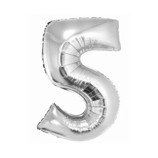 Balon foliowy Smart cyfra 5 srebrna 76cm Godan (CH-SSR5)