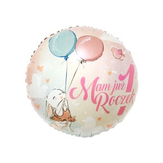 Balon foliowy kolekcja mam już roczek - króliczek 18cal Godan (FG-O1KR)