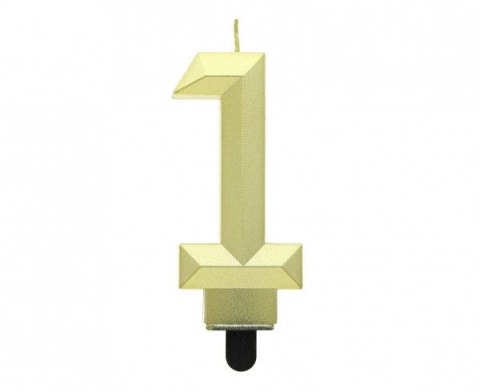 Świeczka urodzinowa cyferka 1 - Diament, metalik złoty, 7.6 cm Godan (PF-SDZ1)
