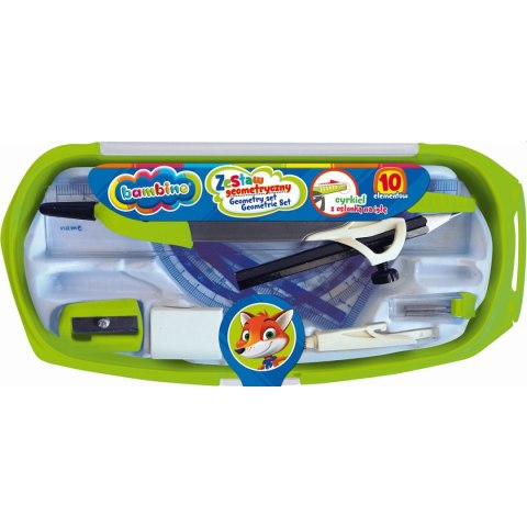 Komplet geometryczny z cyrklem 10 el 10 el. Bambino (5903235649752)