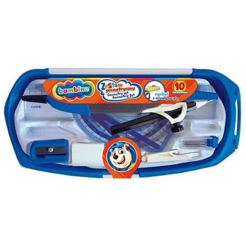 Komplet geometryczny z cyrklem 10 el 10 el. Bambino (5903235649752)