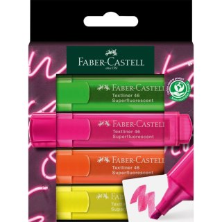 Zakreślacz Super Neon 4 kol. wkład mix 1,0-5,0mm Faber Castell (254600 FC)