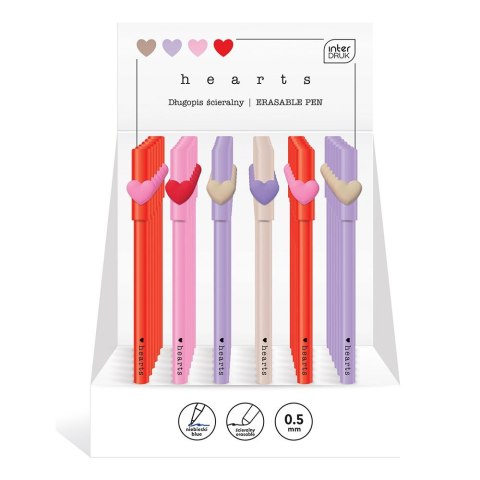 Długopis wymazywalny HEARTS wkład niebieski 0,5mm Noster (5902277329707)