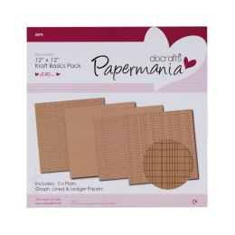 Papier ozdobny Papiermania papier 30,5 x 30,5 kraft basic pack 20 kartek (pma-807104)