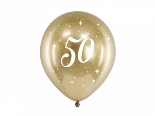 Balon gumowy Glossy 50 urodziny złoty 300mm Partydeco (CHB14-1-50-019-6)