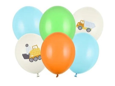 Balon gumowy Pojazdy budowlane (1 op. / 6 szt.) mix 300mm 30cal Partydeco (SB14P-334-000-6)