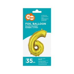 Balon foliowy Godan cyfra 6 złoty 35 cm (FG-C35Z6)