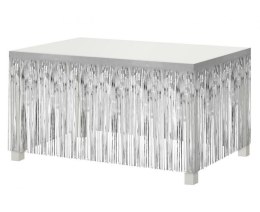 Dekoracja Godan na brzeg stołu B&C, frędzle, srebrna, 80x300 cm (SH-DFSR)