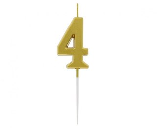 Świeczka urodzinowa piker B&C cyferka 4, metaliczna złota, 9.5x2.3 cm Godan (BH-SPZ4)