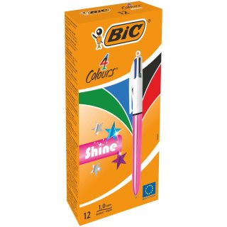 Długopis wielofunkcyjny standardowy 4 Colours SHINE różowy wkład mix 1,0mm Bic (982875)