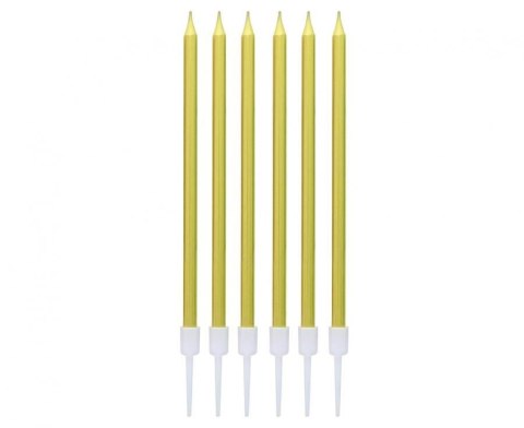 Świeczka urodzinowa metaliczne złote, 13.5x0.4 cm, 6 szt. Godan (BH-SMZL)