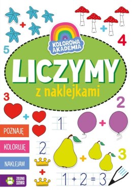 Książeczka edukacyjna Zielona Sowa Kolorowa Akademia. Liczymy z naklejkami