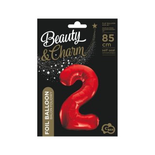 Balon foliowy cyfra 2 czerwona 85cm Godan (BCHCW2)