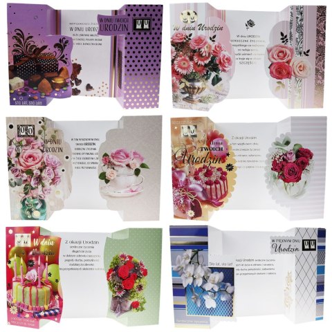 Kartka składana składana urodziny z paskiem B6 Pol-mak (B6B)