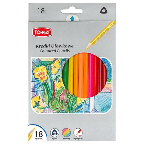 Kredki ołówkowe trójkątne 18 kol. Toma