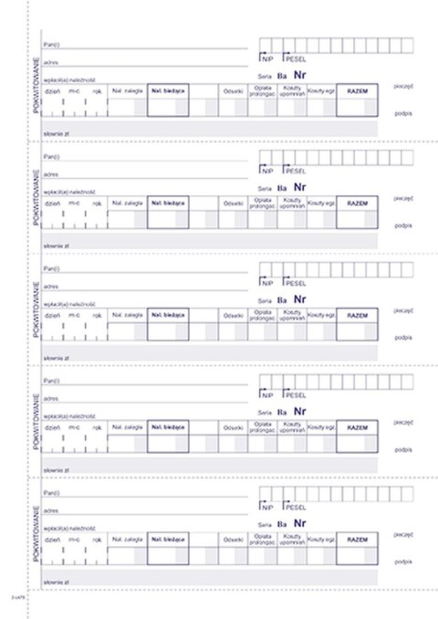 Druk samokopiujący Kwitariusz przychodowy A5,oryg.+ 2 kopie A5 60k. Michalczyk i Prokop (400-3)
