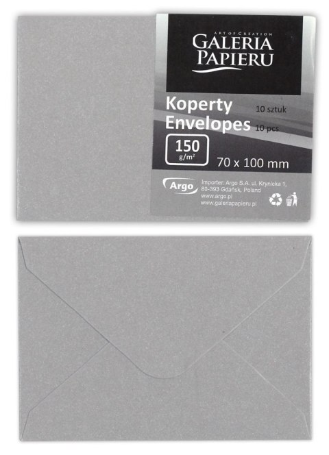 Koperta pearl jasnosrebrny srebrna [mm:] 70x100 Galeria Papieru (280440) 10 sztuk