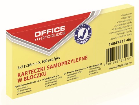 Notes samoprzylepny (karteczki) żółty 100k [mm:] 51x38 Office Products (14047411-06)