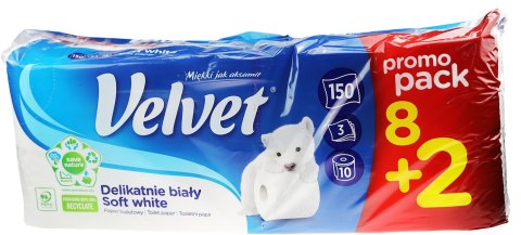 Papier toaletowy Velvet Delikatnie Biały XXL kolor: biały 8+2 szt