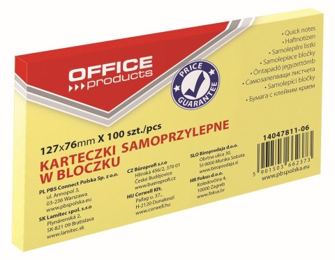 Notes samoprzylepny Office Products żółty 100k 127mm x 76mm (14047811-06)