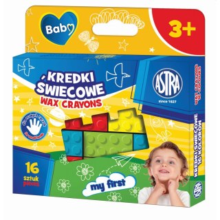 Kredki świecowe kształcie klocków 16 kol. Astra Baby (316023010)
