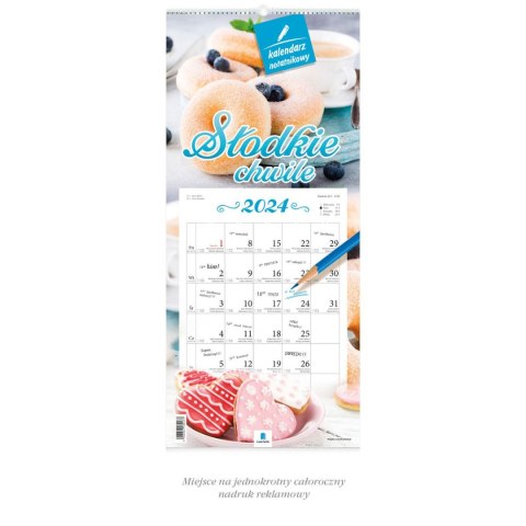Kalendarz ścienny notatnikowy 2024 SŁODKIE CHWILE 220mm x 490mm Lucrum (WN03)