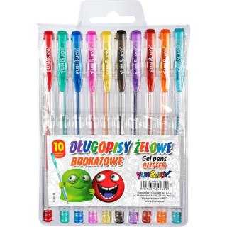 Długopis żelowy brokatowy 10 kolorów wkład mix 1,0mm Fun&Joy (FJ-MR10)